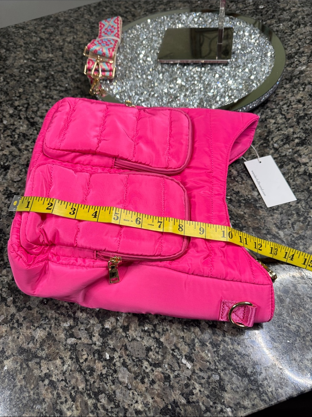 Wanderfull Quilted hydrobag Hot Pink Crossbody with tumbler holder inside NEW - Picture 14 of 16
